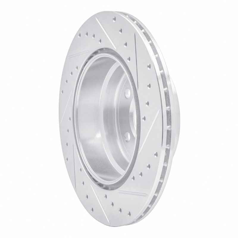 BMW X6 Brake Rotor (1) - Rear Left - R1 Concepts - Drilled & Slotted - Silver - `07-`19